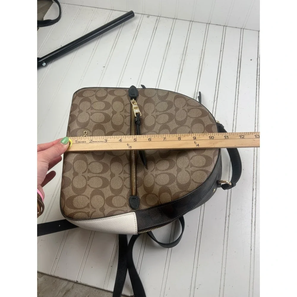 Coach Brown Signature Canvas Mini Backpack with Black Trim